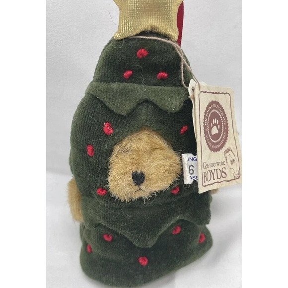 Boyds Bears Miniature Lil’ Frazier Christmas Tree Bear Ornament Peeker 6" Plush - Picture 2 of 11